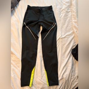 Brooks Black and Neon Yellow Running Tights